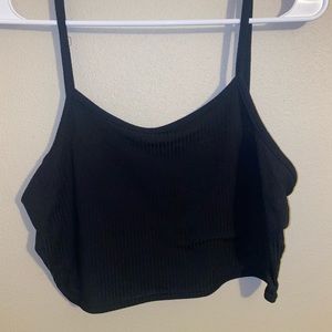 SHEIN basic black, ribbed crop top.